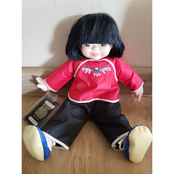 Vintage Beautiful Mieler Doll Asian Girl & Passport In Red Outfit See Pictures - Picture 1 of 6